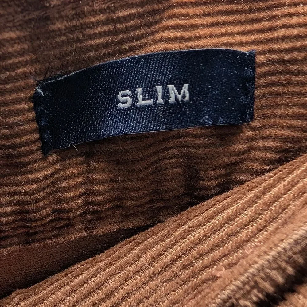 J.Crew Mens Slim Corduroy Pants W36 L30 Flex Slim Brown Minimalist Dark Academia